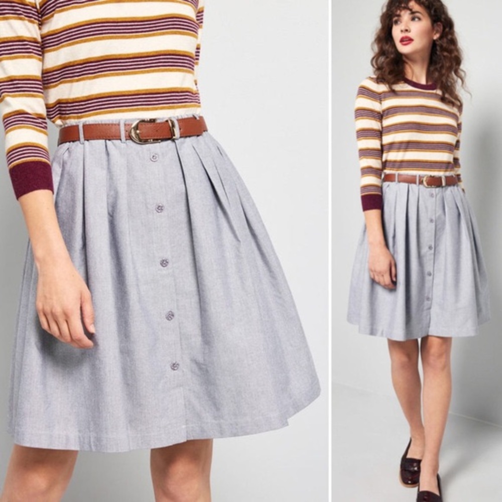 ModCloth Living the Dream Button front Midi Skirt